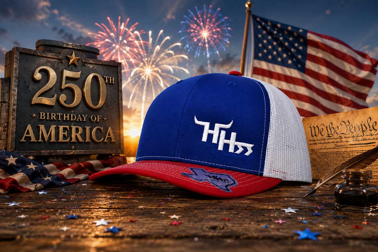 Frost White Logo-On Blue Crown-Red Bill- "The American"