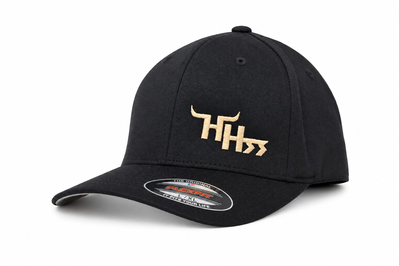 Gold Logo- On Black Canvas (FLEX FIT) -"THE BUCKLE"