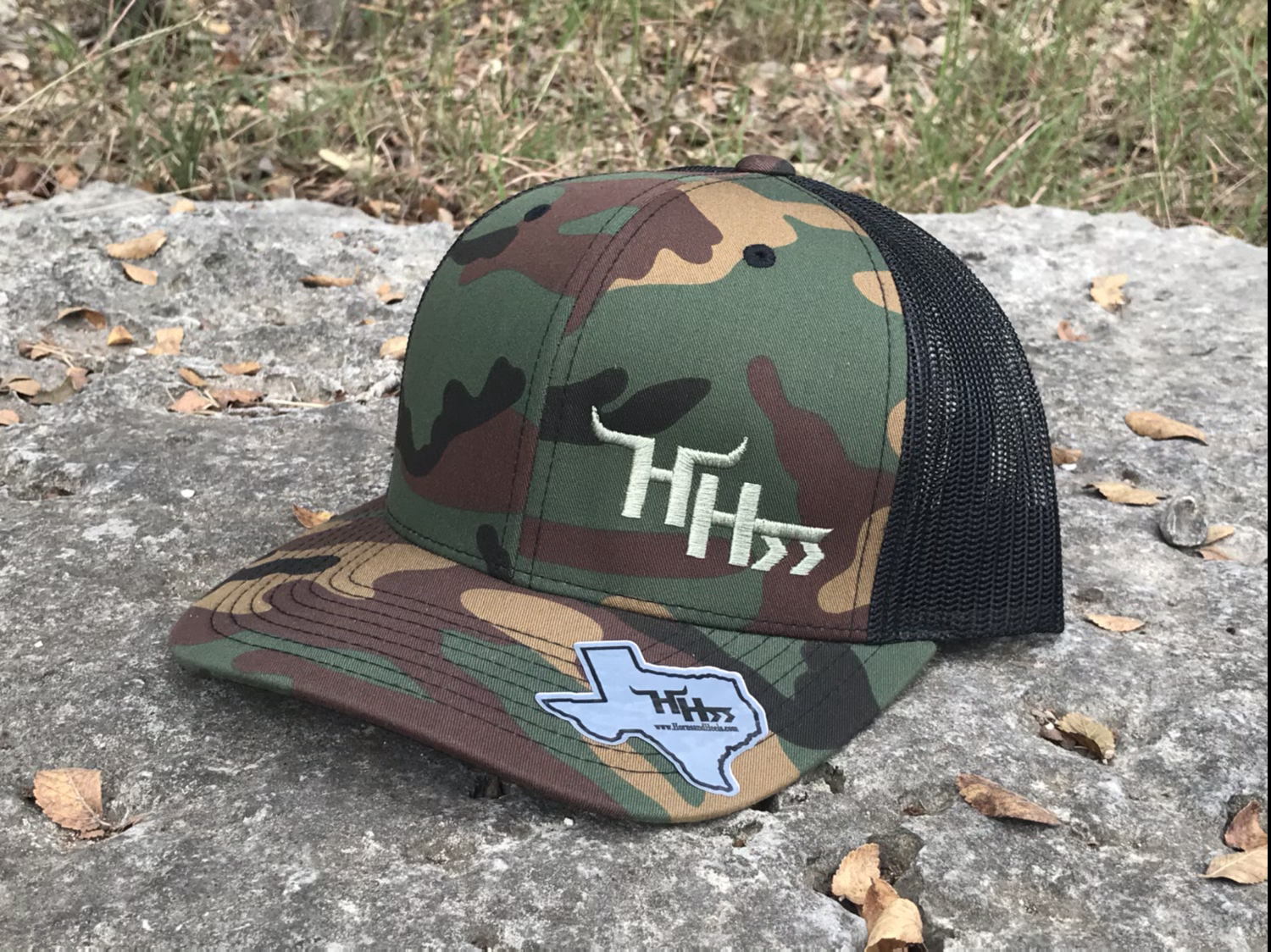 Green Tone Logo-On Camo Crown-Black Mesh- The Woodland