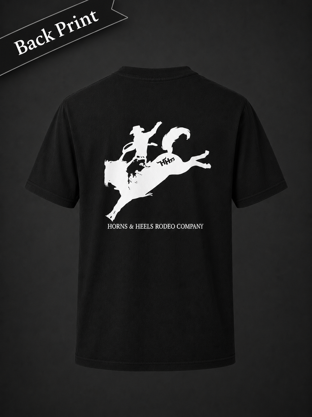 HHRC Black Shirt-White Saddle Bronc Logo-"Mark Out"