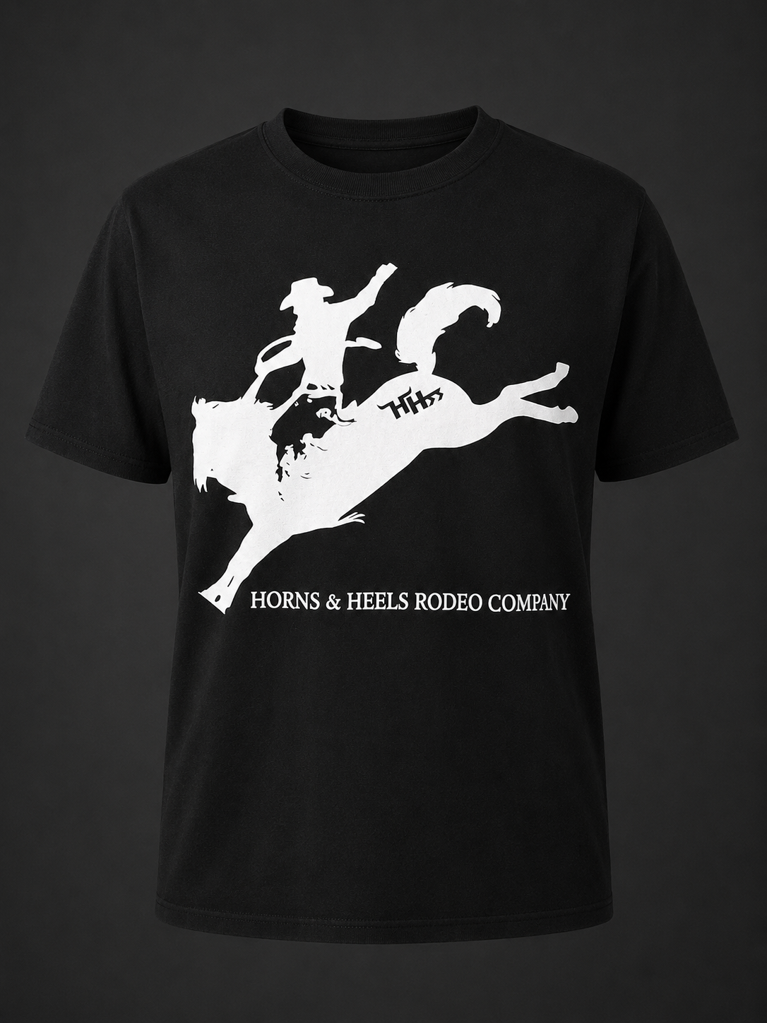 HHRC Black Shirt-White Saddle Bronc Logo-"Mark Out"