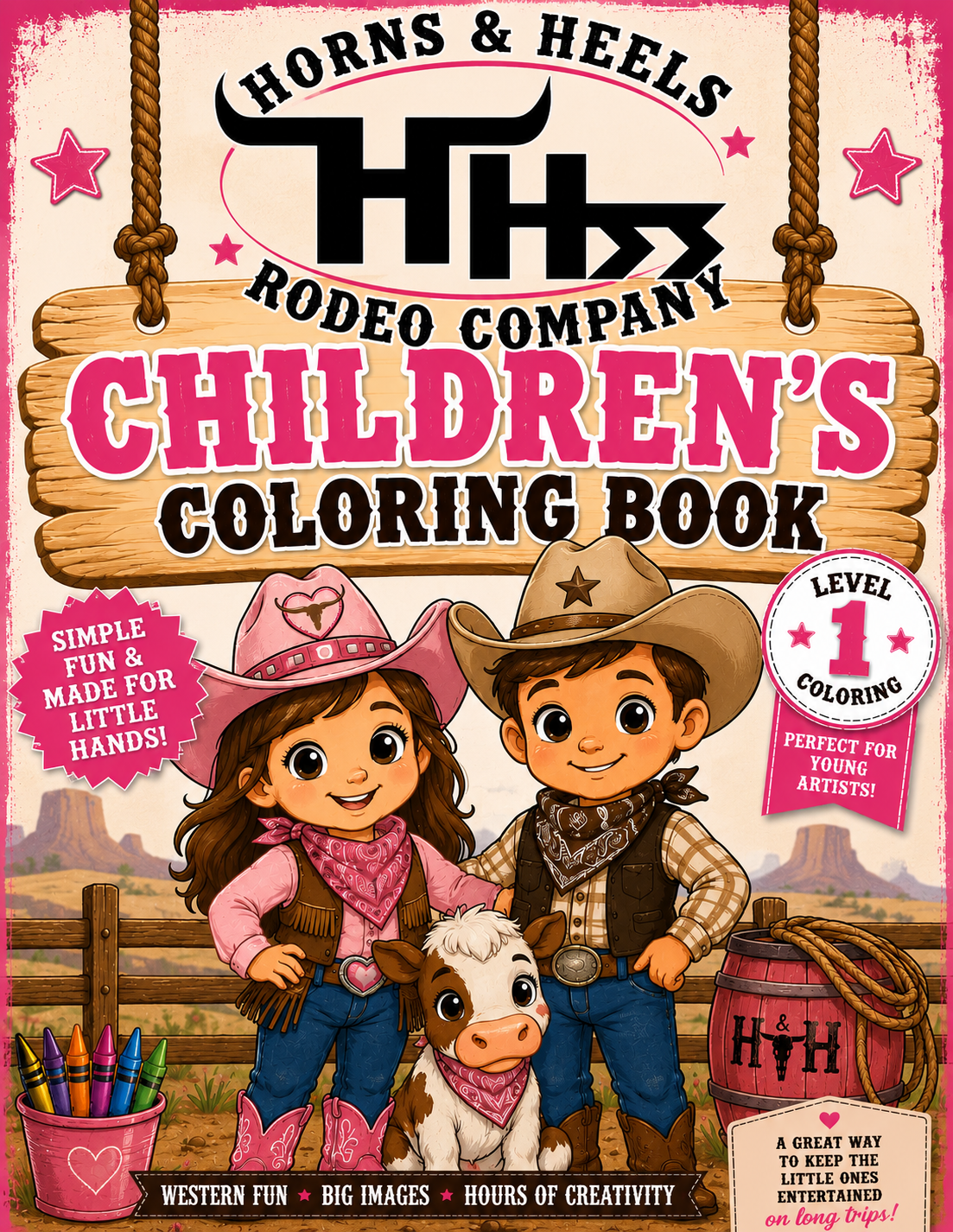 Horns &amp; Heels Rodeo Company™ Children's Coloring Book – Level 1 (Digital Download)