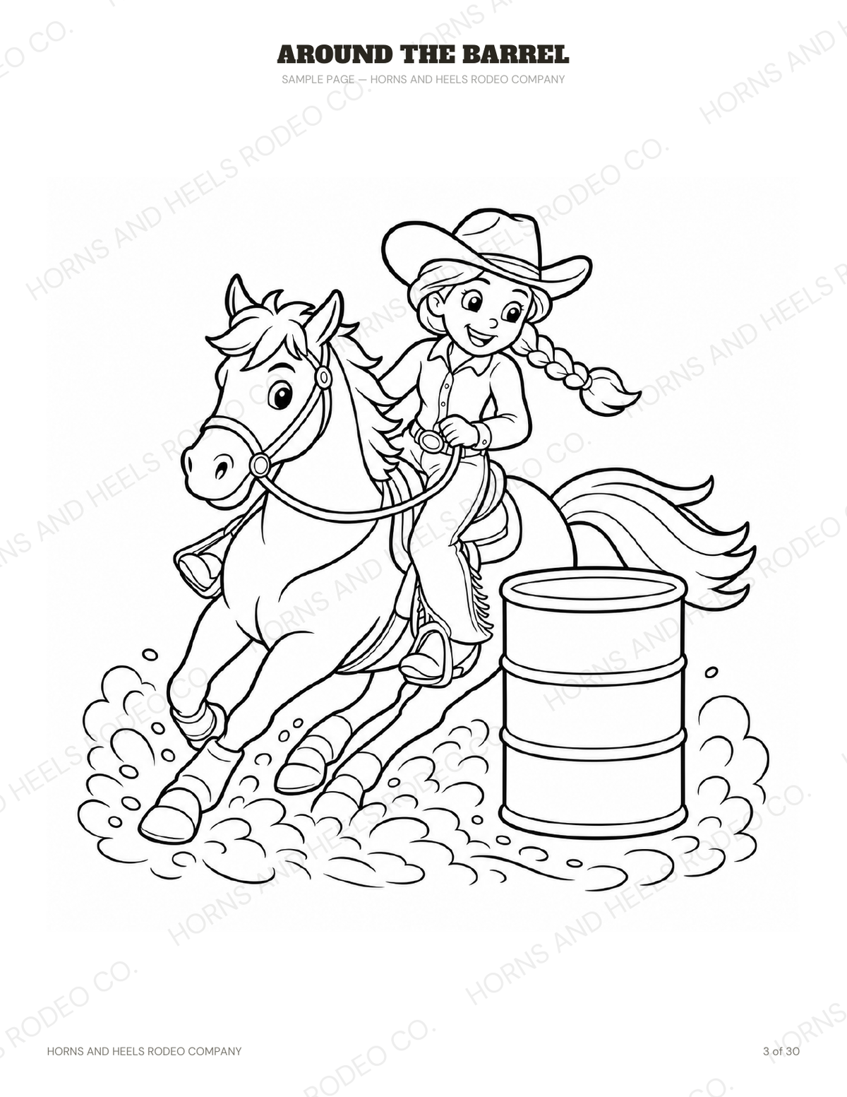 Horns & Heels Rodeo Company™ Children's Coloring Book – Level 1 (Digital Download)